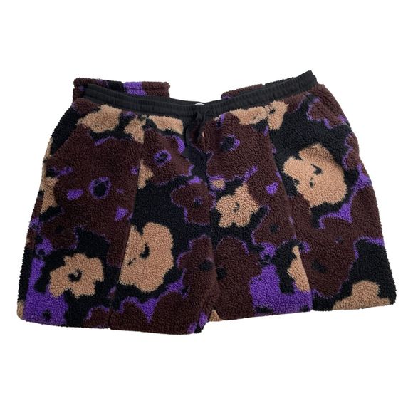 BP Womens Fleece Joggers Purple 2X Polyester Fleece Flowers Drawstring Waist - Picture 6 of 9